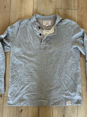 Filson Men’s Heather Gray Long-Sleeve Henley Shirt - LG